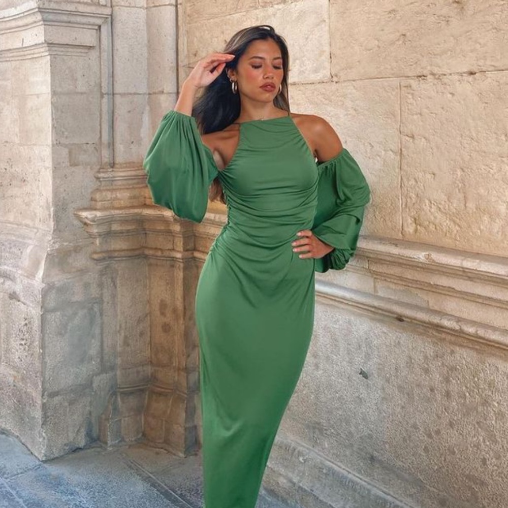 NWT Zara Long Ruched Dress